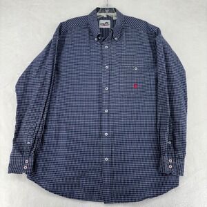 Cowboy Hardware Mens Navy Blue Check Cotton Button Down Shirt Large ID666826-BUM